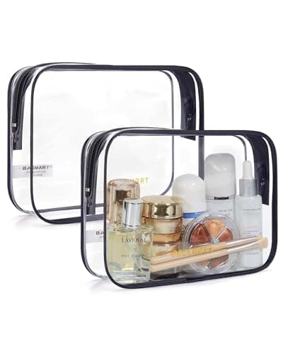 The BAGSMART Clear Toiletry Bag 2-Pack, with one bag empty and the other packed with toiletries