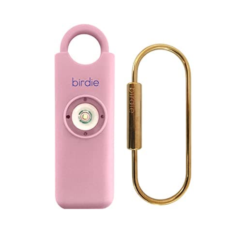 Pink She's Birdie safety alarm with a keyring